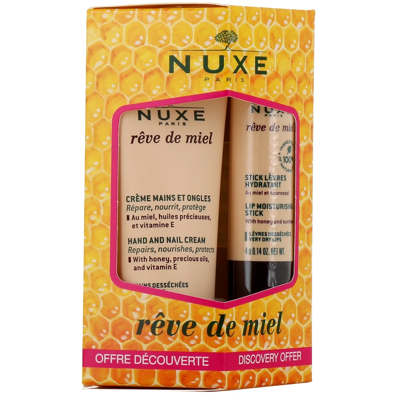 Nuxe Rêve de Miel Crème Mains et Ongles + Stick Lèvres Hydratant - Rêve de Miel