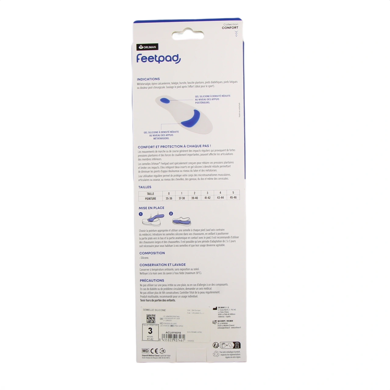 Orliman FeetPAD Semelles Silicone avec Inserts - Vue 3