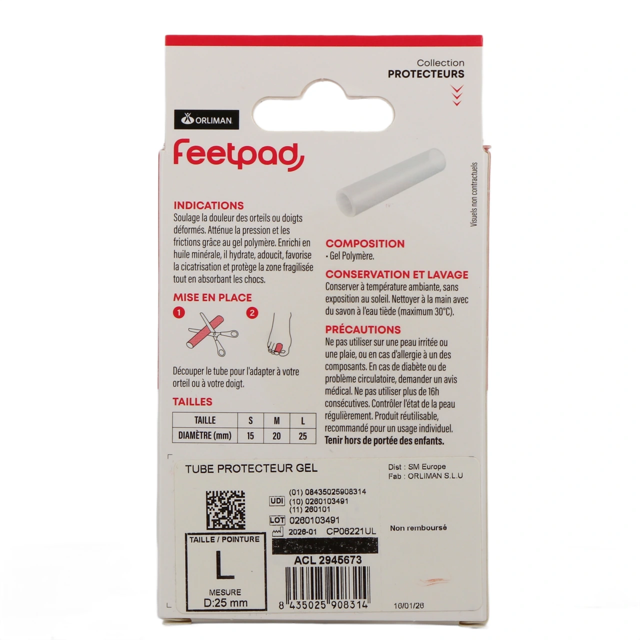 Orliman FeetPAD Tube Protecteur Gel - Vue 3
