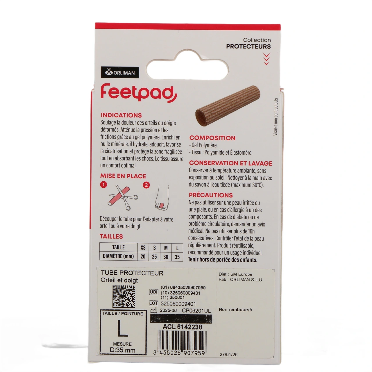 Orliman FeetPAD Tube Protecteur Gel & Tissu - Vue 3