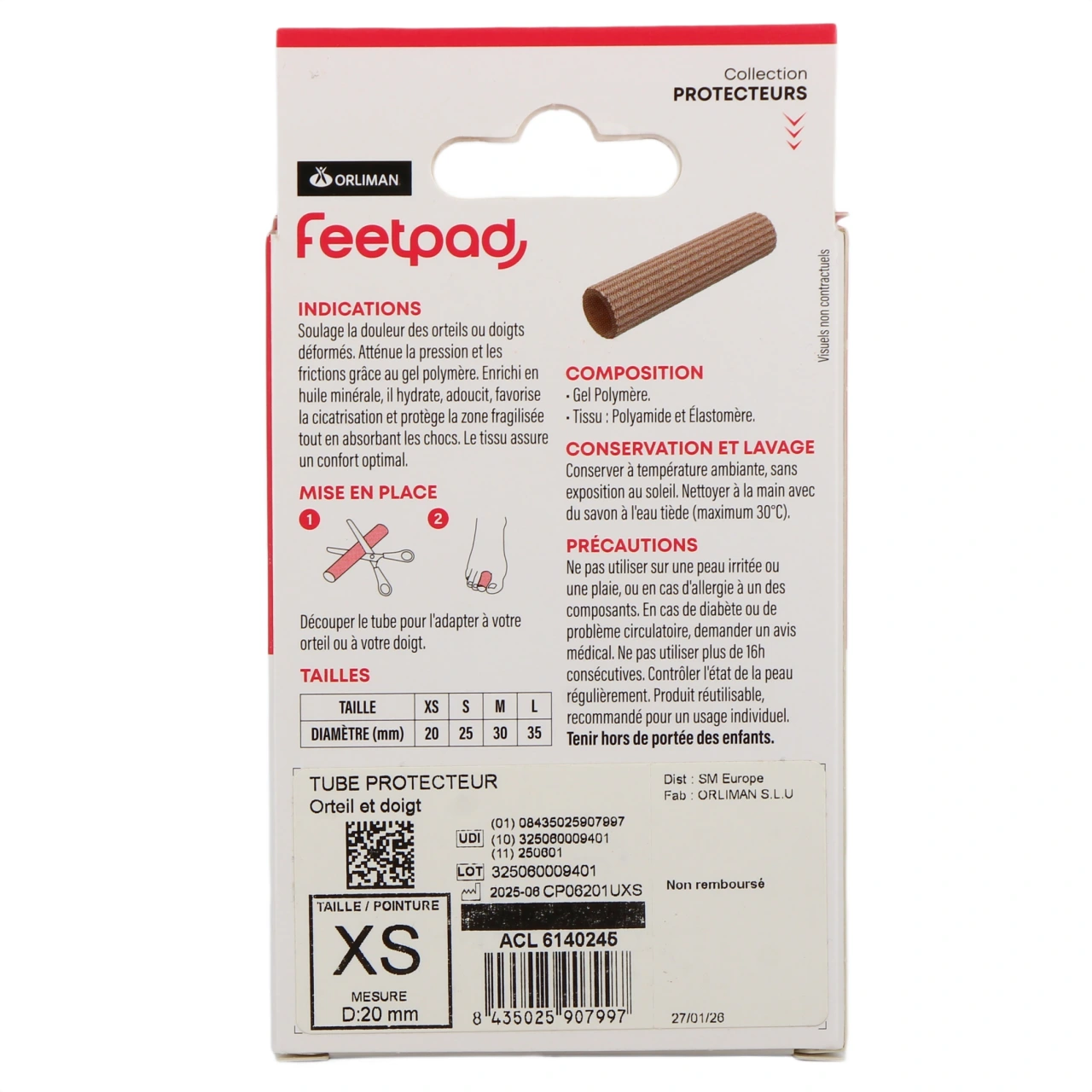 Orliman FeetPAD Tube Protecteur Gel & Tissu - Vue 6