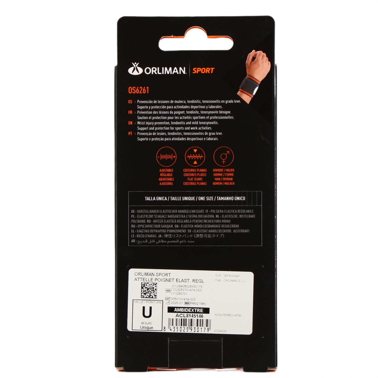 Orliman Sport Attelle Poignet élastique réglable - Vue 3