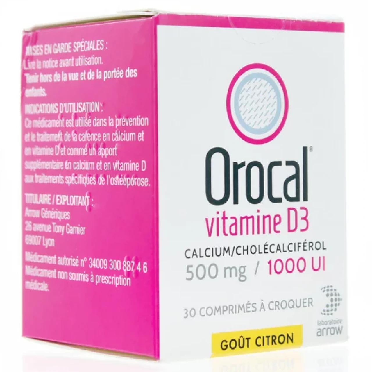 Orocal 500mg / 1000 UI - Arrow