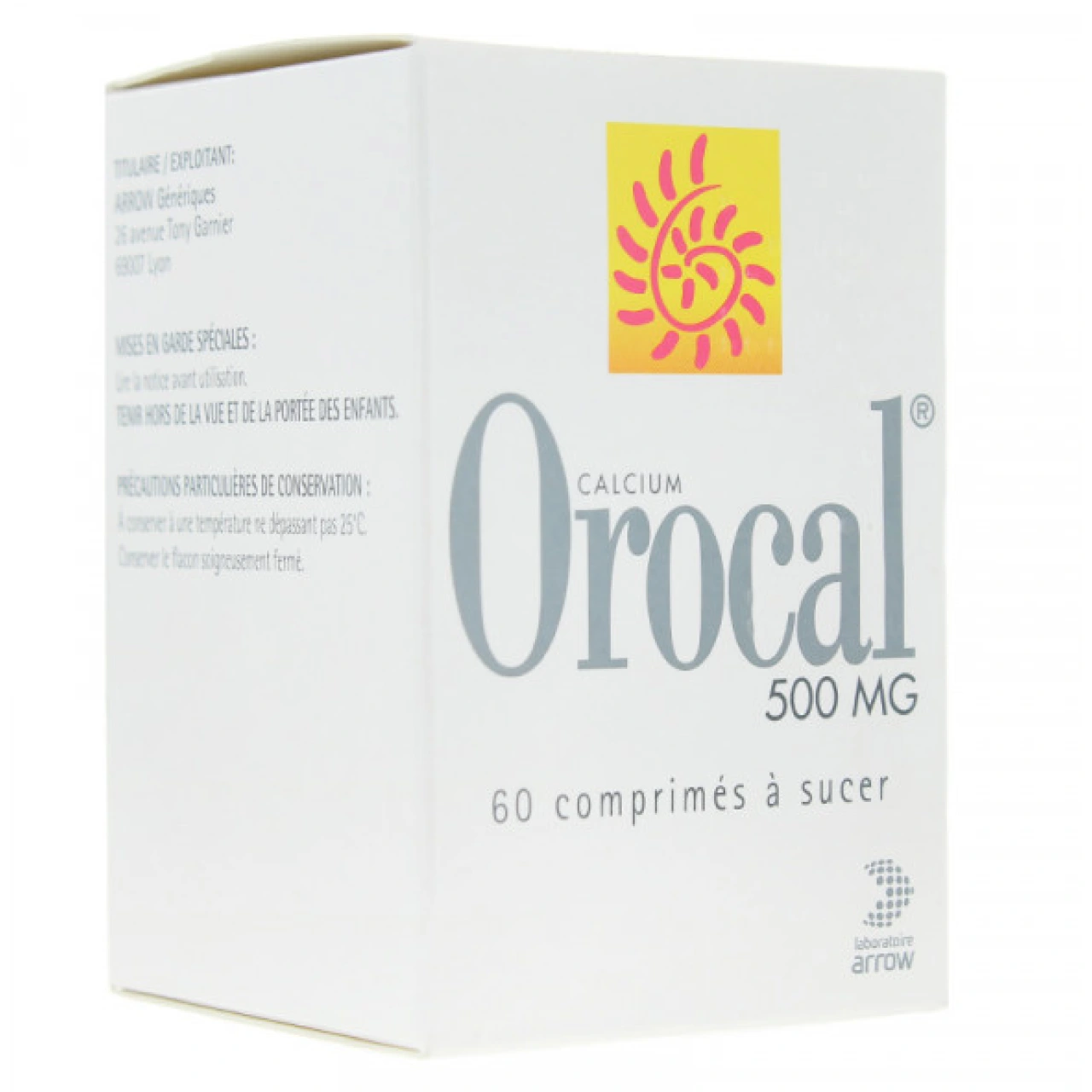 Orocal 500mg 60 comprimés à sucer - Arrow