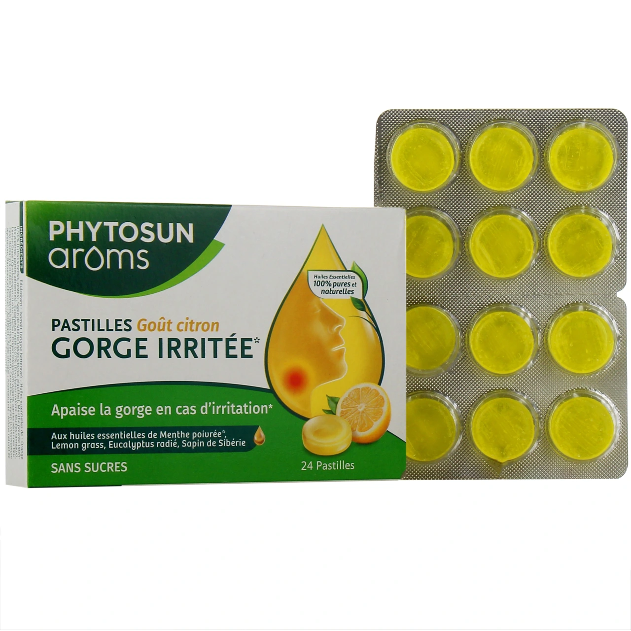 Phytosun Aroms Pastilles Gorge Irritée Citron Sans Sucres - Phytosun Aroms