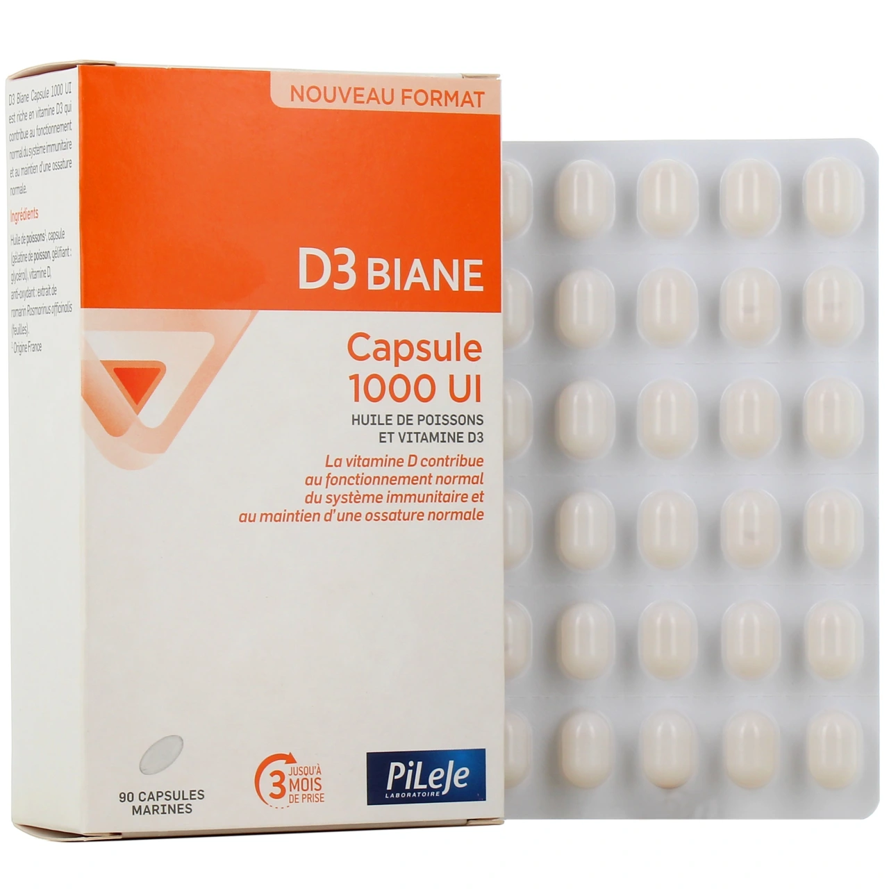 Pileje D3 Biane 30 capsules 1000UI - Vue 3