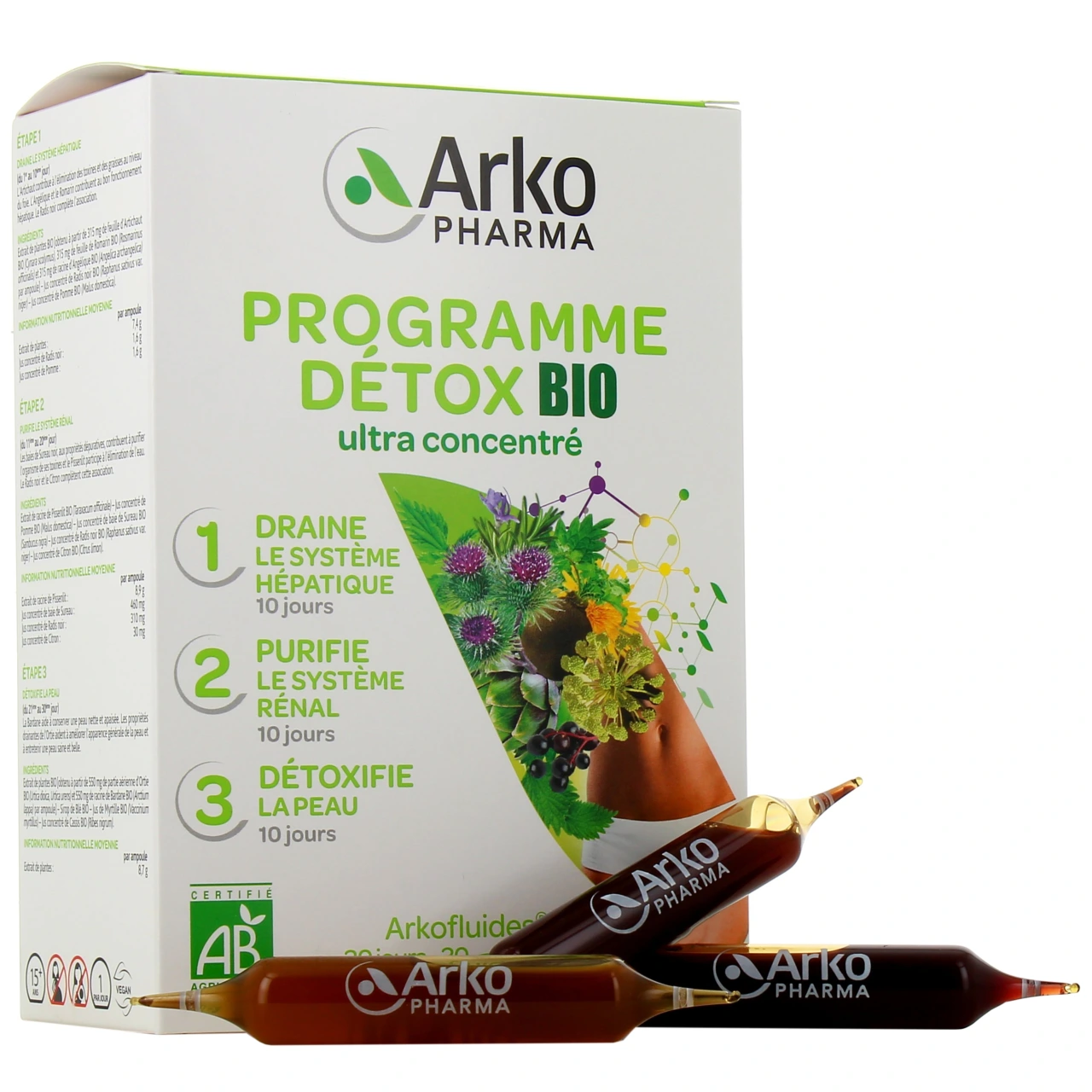 Programme Détox 30 jours Triple Action 30 ampoules - Arkopharma