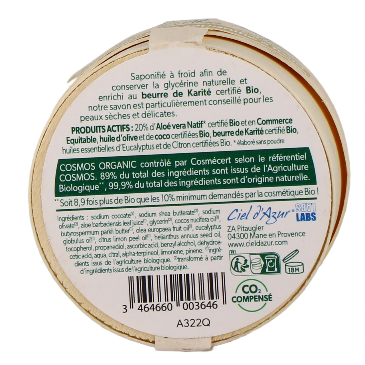 Pur Aloé Savon Aloé Vera 20% Surgras Bio & Équitable - Vue 2