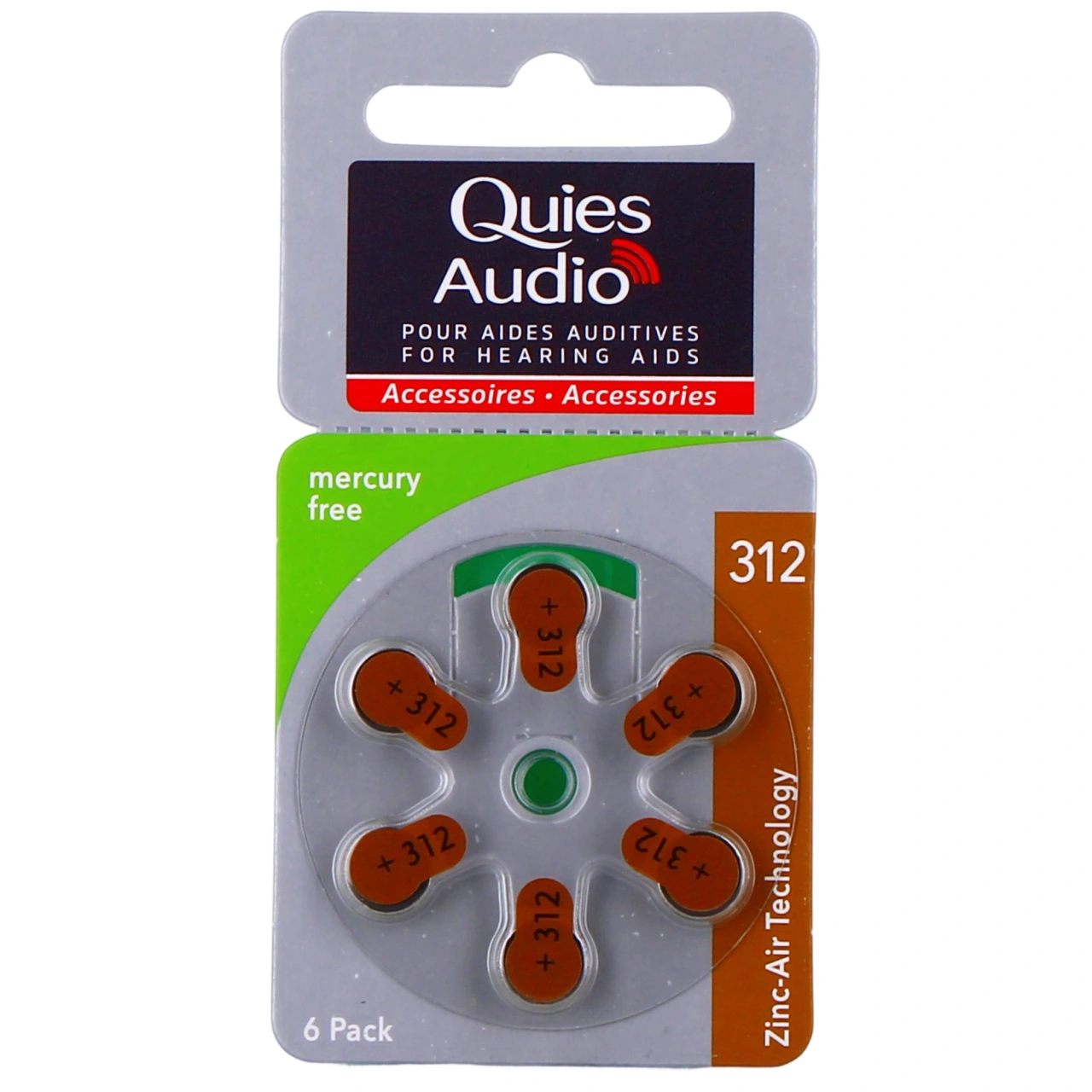 Quies Audio Piles auditives Modèle 312 Batteries pour toutes les aides auditives - Quies