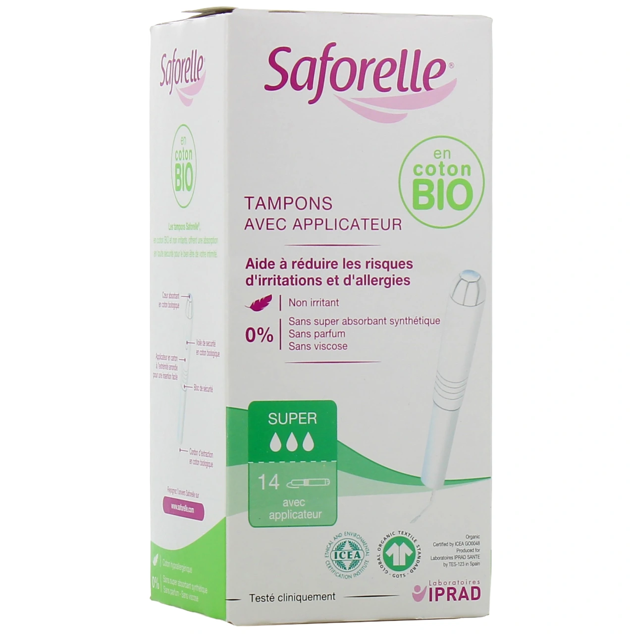 Saforelle Tampons avec applicateur Coton Bio - Saforelle