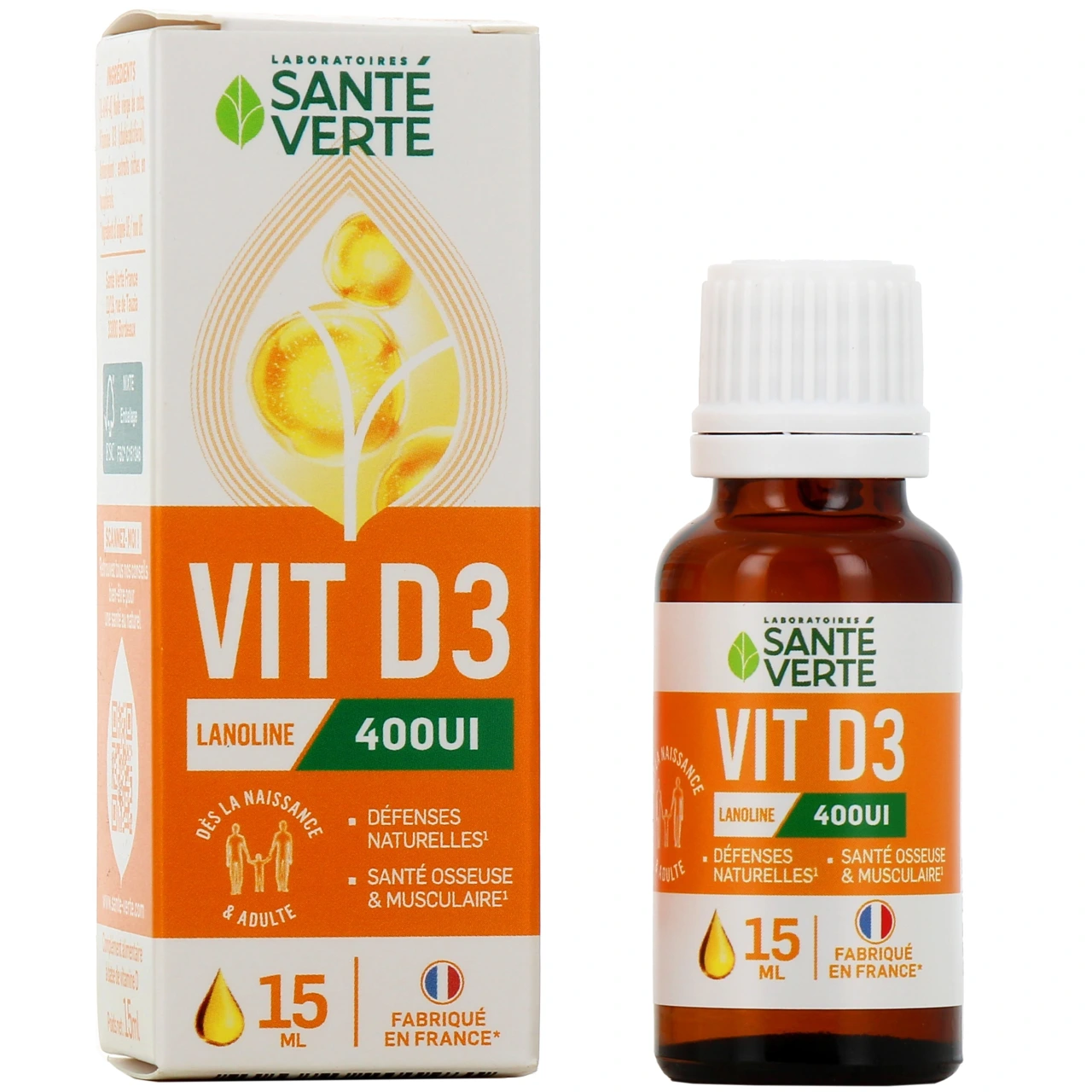 Santé Verte Vitamine D3 400UI Défenses naturelles - Santé Verte