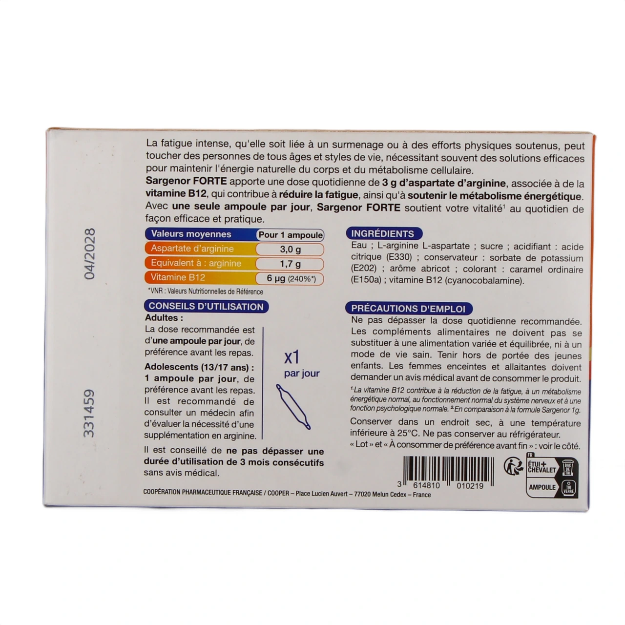 Sargenor Arginine et Vitamine B12 - Vue 6