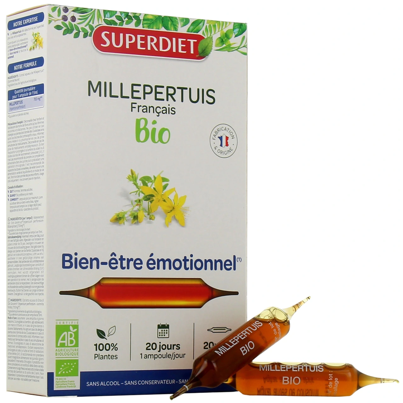 Super Diet Millepertuis Bio 20 ampoules - Superdiet