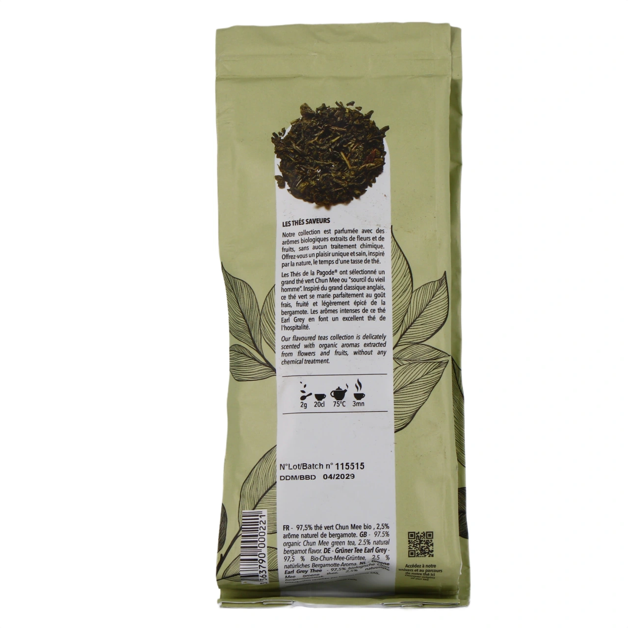 Thés de la Pagode Thé Vert Earl Grey Bio - Vue 3