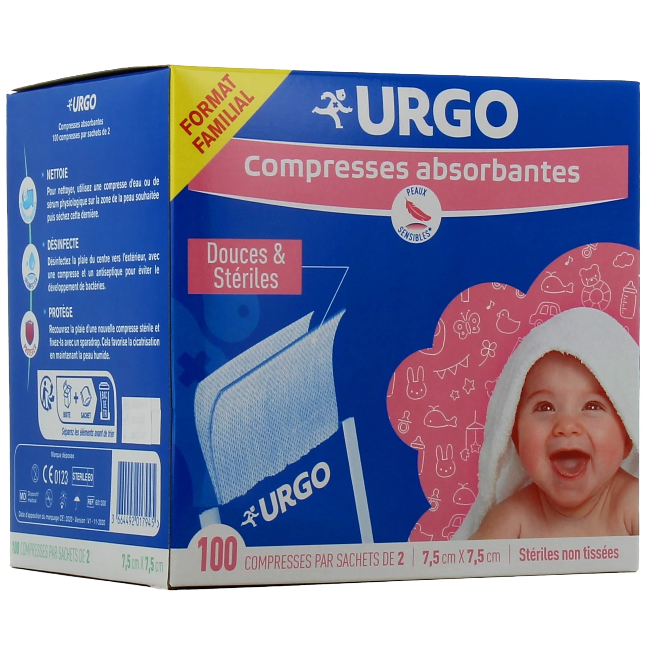 Urgo Compresses Absorbantes Stériles non tissées 7.5 cm x 7.5 cm - Vue 2