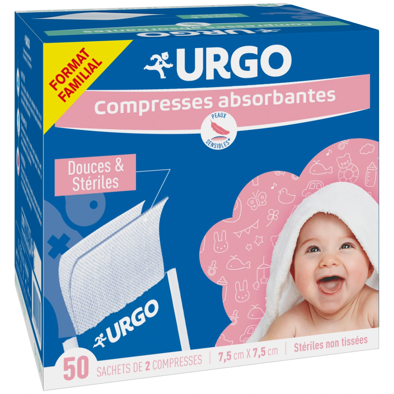 Urgo Compresses Absorbantes Stériles non tissées 7.5 cm x 7.5 cm - Vue 2