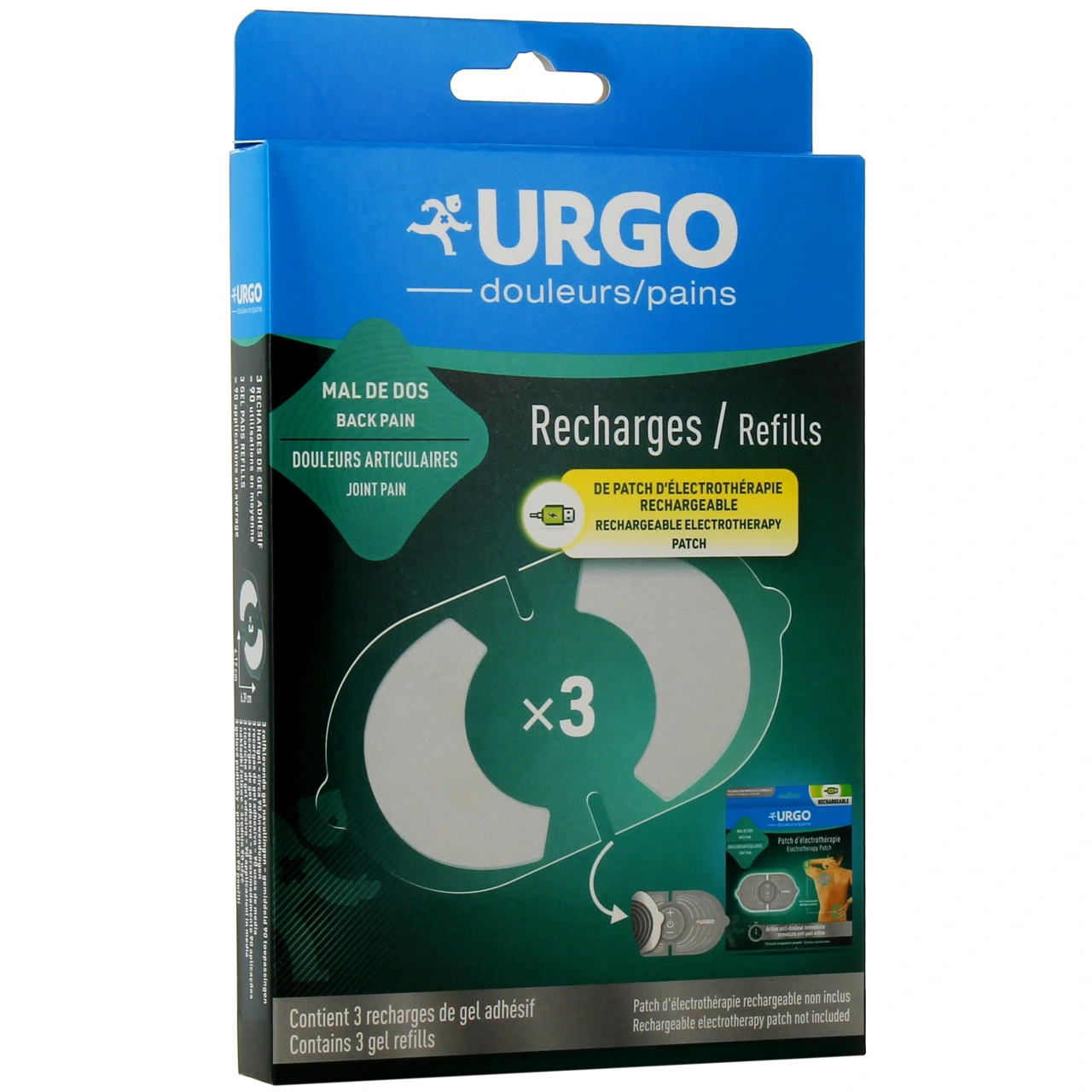 Urgo Douleurs 3 Recharges de Patch d’Électrothérapie Rechargeable - Urgo