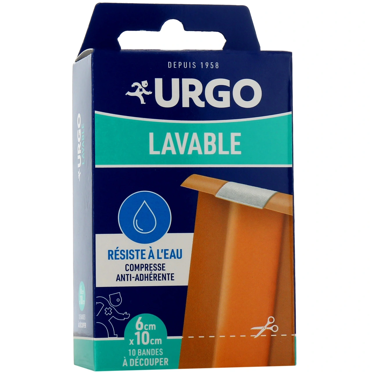 Urgo Lavable Bande Résistante à L'eau 10 Bandes 10 cm x 6 cm - Urgo