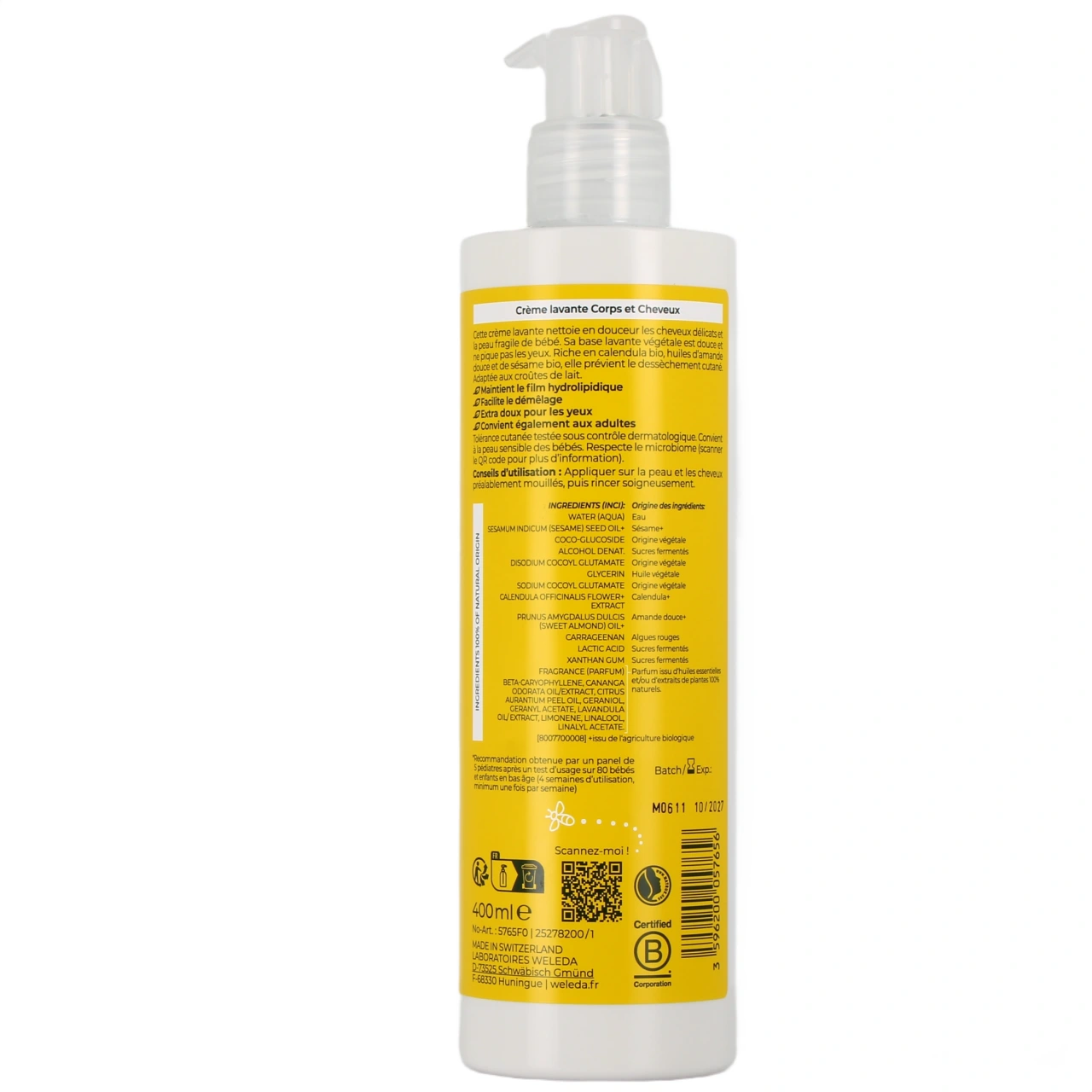 Weleda Bébé Calendula Crème Lavante Bio Corps & Cheveux - Vue 3