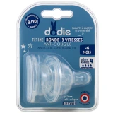 Dodie Initiation+ Tétine Ronde 3 Vitesses Anti-Colique