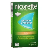 Nicorette gommes 2 mg sans sucre
