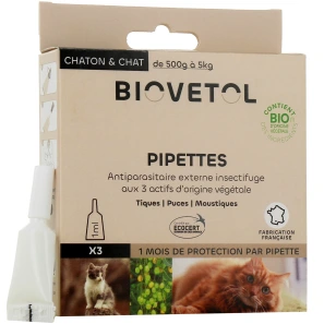 Biovetol Antiparasitaire Pipettes Chaton / Chat