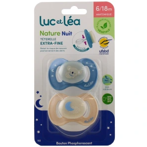 Luc et Léa Sucette anatomique phosphorescente 6-18 mois