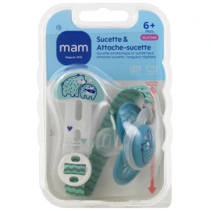 MAM Kit sucette silicone et attache-sucette +6 mois
