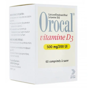 Orocal Vitamine D3 500mg / 200UI Comprimés à sucer