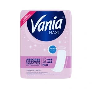 Vania Maxi Nuit 12 Serviettes hygiéniques