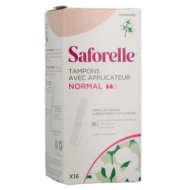 Saforelle Tampons avec applicateur Coton Bio