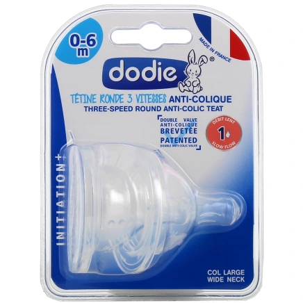 Dodie Initiation+ Tétine Ronde 3 Vitesses Anti-Colique