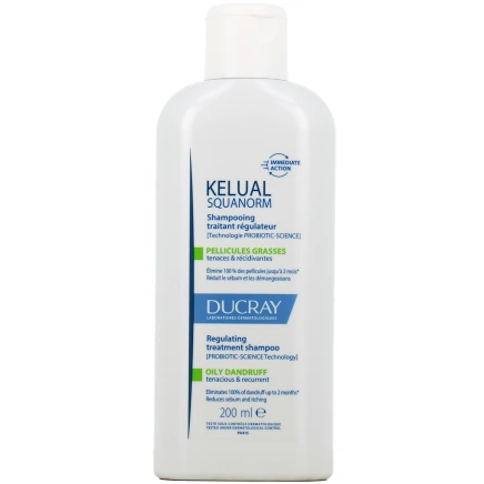 Ducray Kelual Squanorm Shampooing Traitant Régulateur Pellicules Grasses