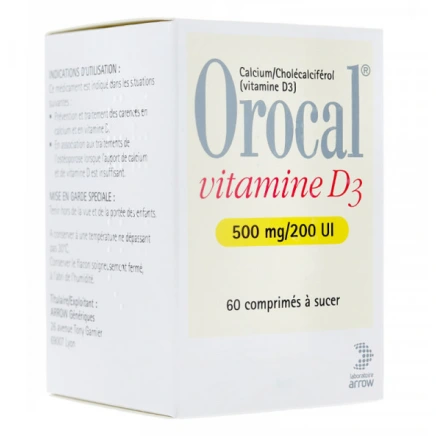 Orocal Vitamine D3 500mg / 200UI Comprimés à sucer