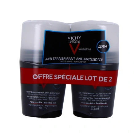 Vichy Homme Déodorant Anti-transpirant 48h Peaux sensibles