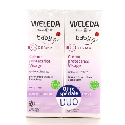Weleda Crème protectrice visage mauve blanche