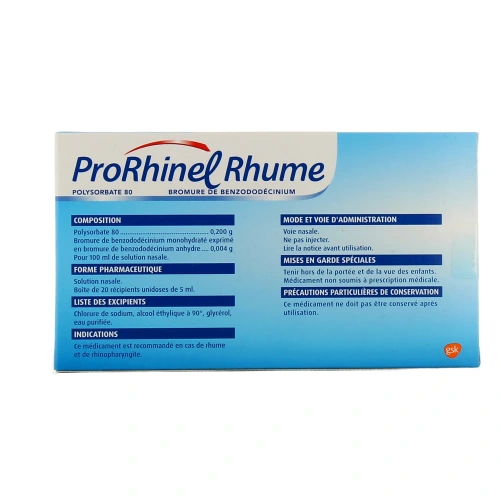Prorhinel Rhume boite de 20x5 ml récipients unidoses