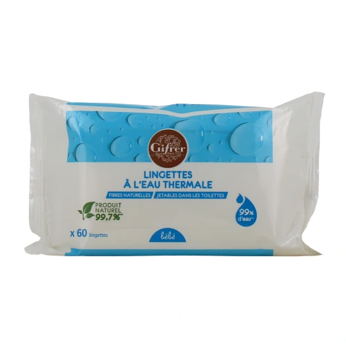Gifrer Lingettes Bébé Biodégradables à l'Eau Thermale d'Auvergne