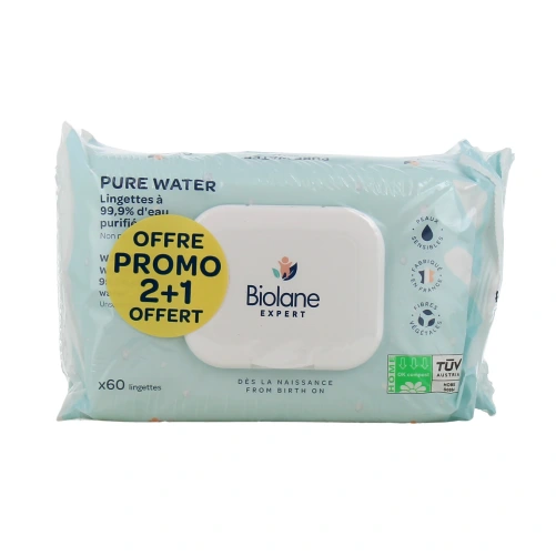Biolane Expert Lingettes Pure Water
