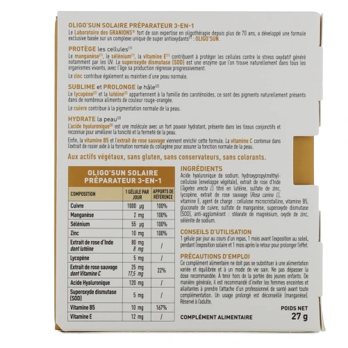 Granions Oligo'Sun Préparateur Solaire 3 en 1