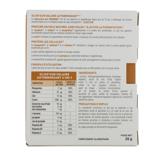 Granions Oligo'Sun Solaire Auto-Bronzant 2 en 1