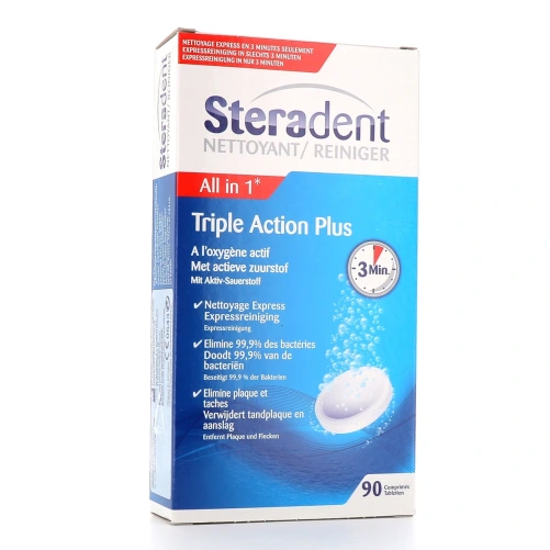 Steradent Triple-Action Plus Nettoyage Prothèse Dentaire