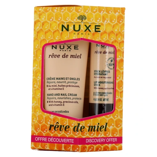Nuxe Rêve de Miel Crème Mains et Ongles + Stick Lèvres Hydratant