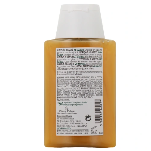 Klorane Shampoing Nutrition Cheveux Secs Mangue