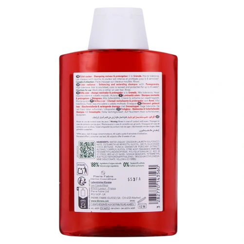 Klorane Shampoing Grenade Éclat Cheveux colorés