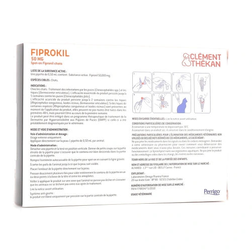 Clément Thékan Fiprokil Chat Spot-On Antiparasitaires