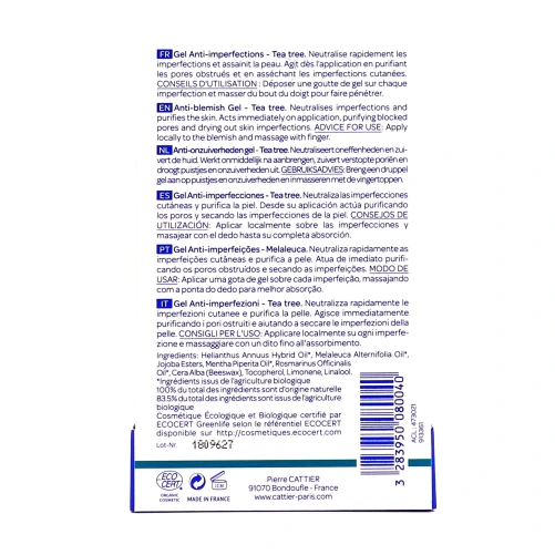 Cattier Gel Anti-Imperfections Bio Touch'Express