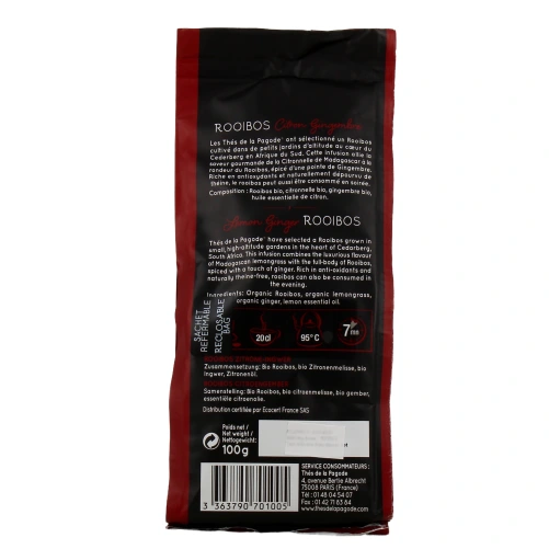 Thés de la Pagode Rooibos Citron Gingembre Bio