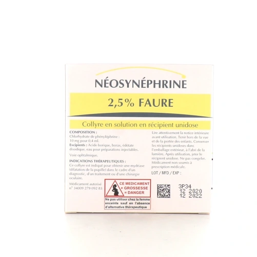 Néosynéphrine 2,5% Faure Unidoses de 0,4 ml