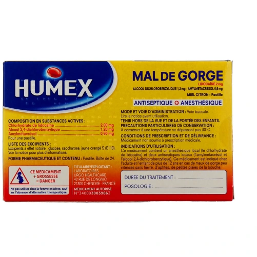 Humex Mal de Gorge Pastilles